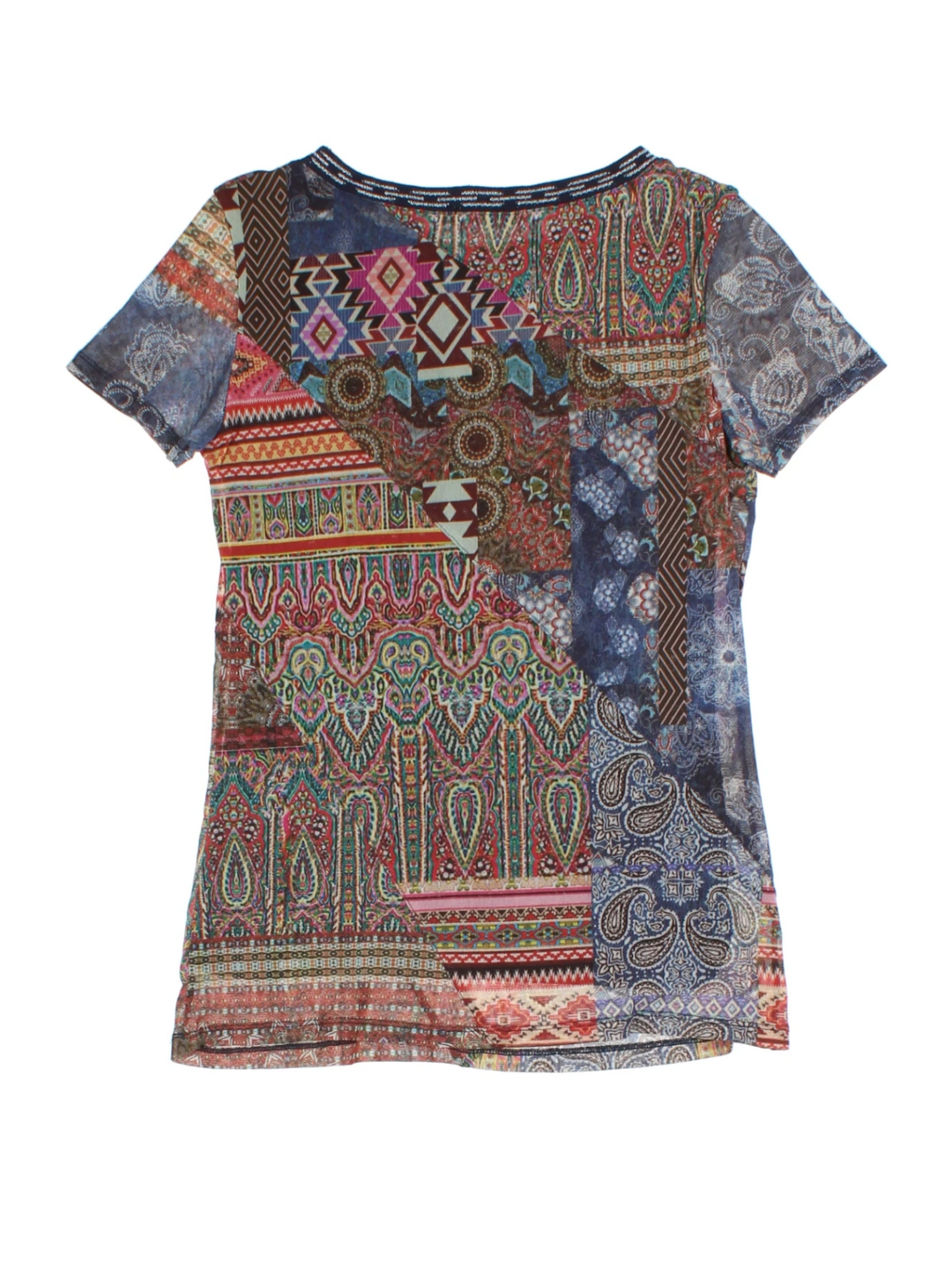 Y2K Patchwork Mesh T-Shirt (Size S)