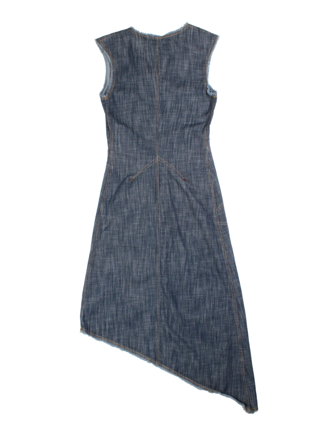 Y2K Asymmetrical Denim Midi Dress (Size XS)