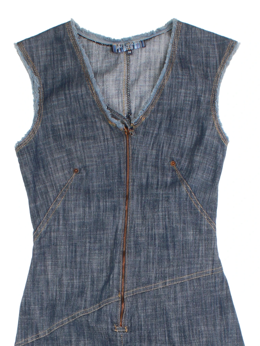 Y2K Asymmetrical Denim Midi Dress (Size XS)