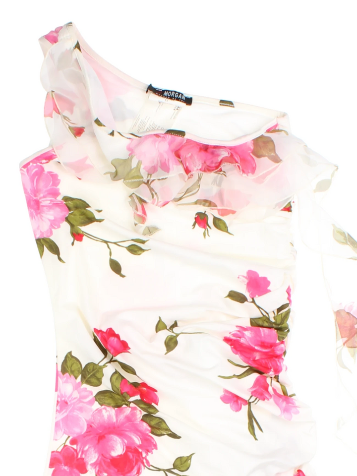 Y2K Morgan One-Shoulder Floral Mini Dress (Size XS)