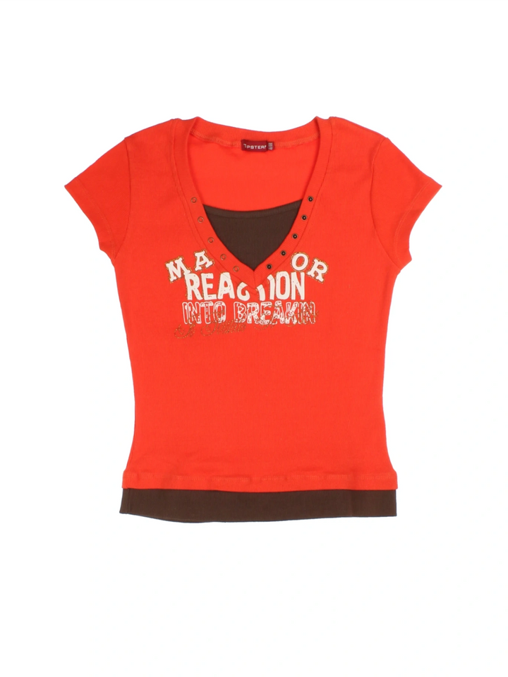 Y2K Layered Baby Tee (Size S)