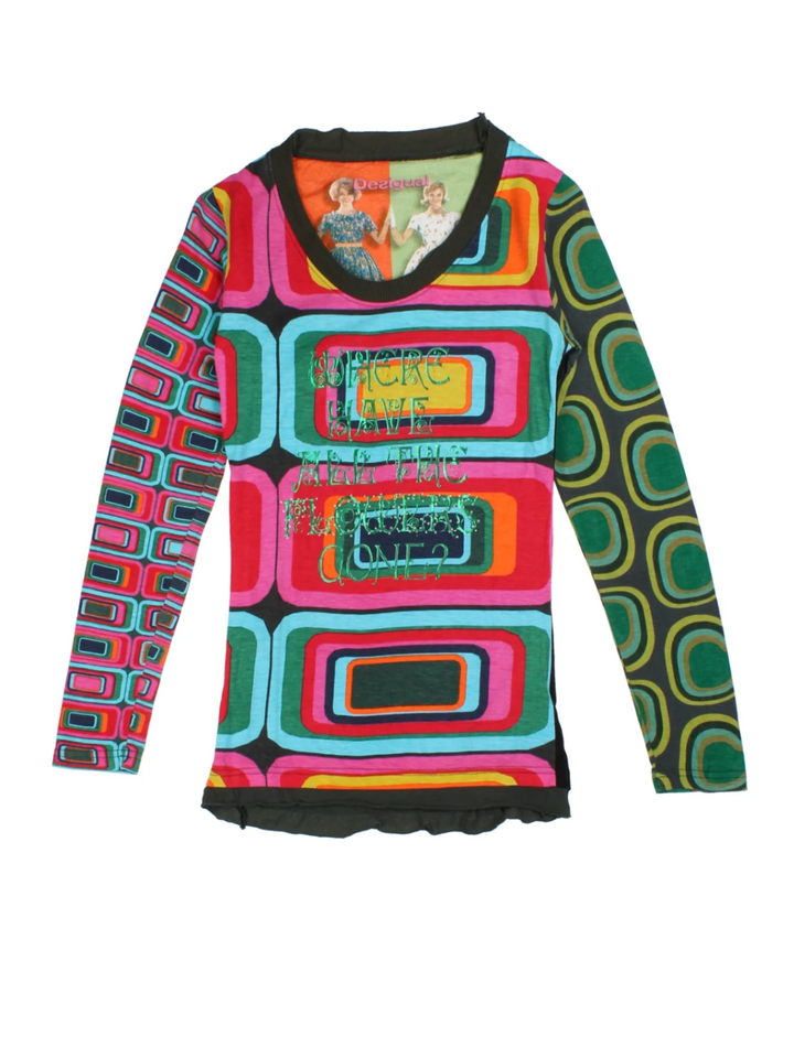 Y2K Desigual Graphic Top (Size XXS)