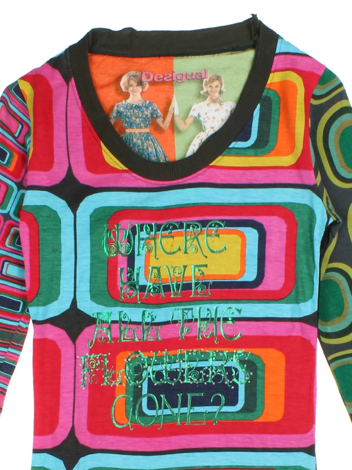 Y2K Desigual Graphic Top (Size XXS)