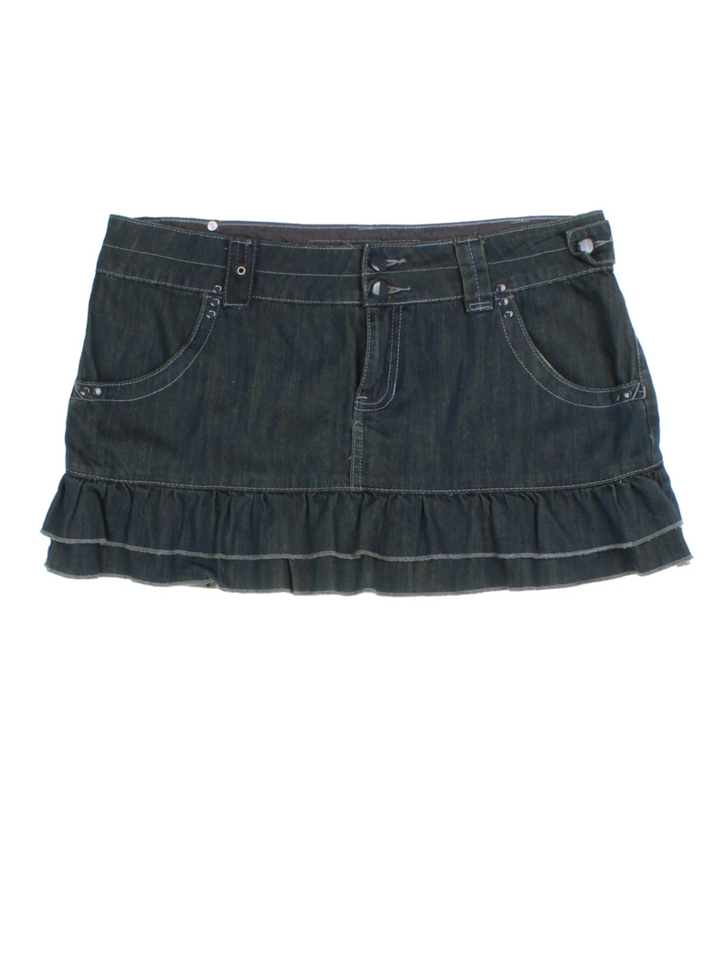 Y2K Denim Mini Skirt (Size XL)