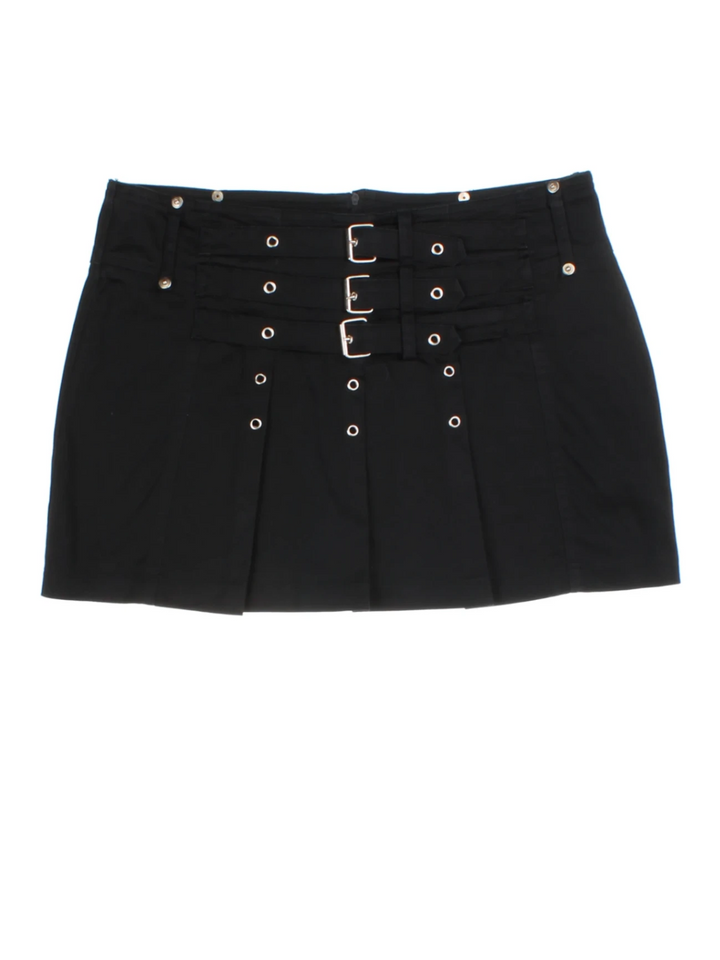 Y2K Black Pleated Mini Skirt (Size M)