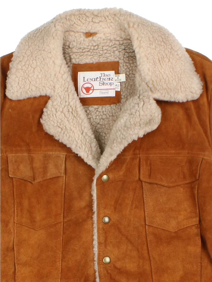 Shearling Suede Trucker Jacket (Size L)
