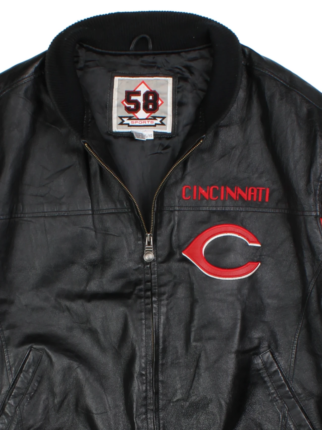 90's Cincinnati Reds Leather Varsity Jacket (Size XL)