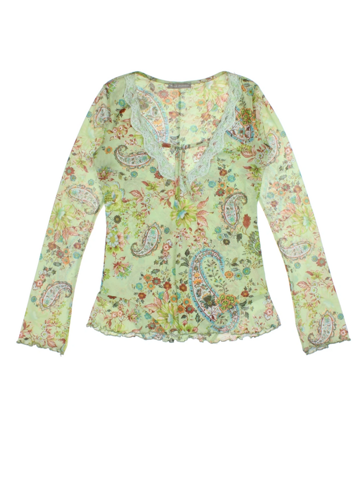 Y2K Paisley Print Top (Size S)