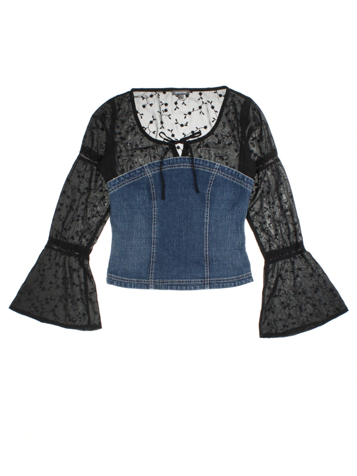 Y2K Denim Corset Top (Size XS)