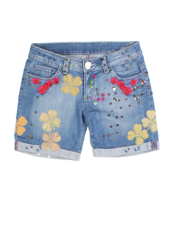 Y2K Studded Denim Shorts (Size L)