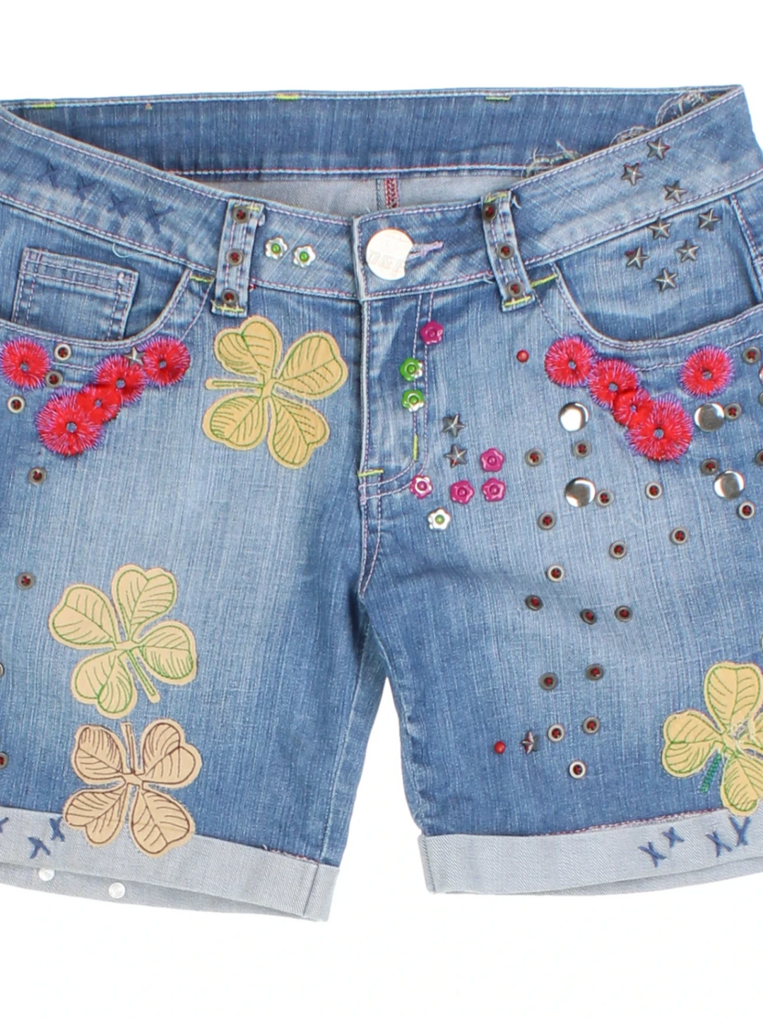 Y2K Studded Denim Shorts (Size L)