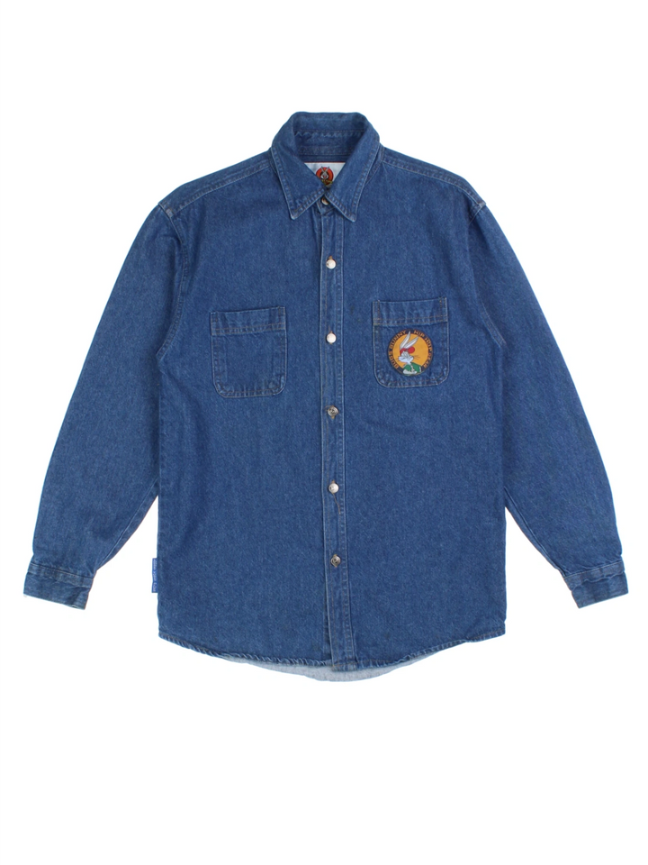 90s Looney Tunes Bugs Bunny Hip Hop Denim Shirt (Size S)