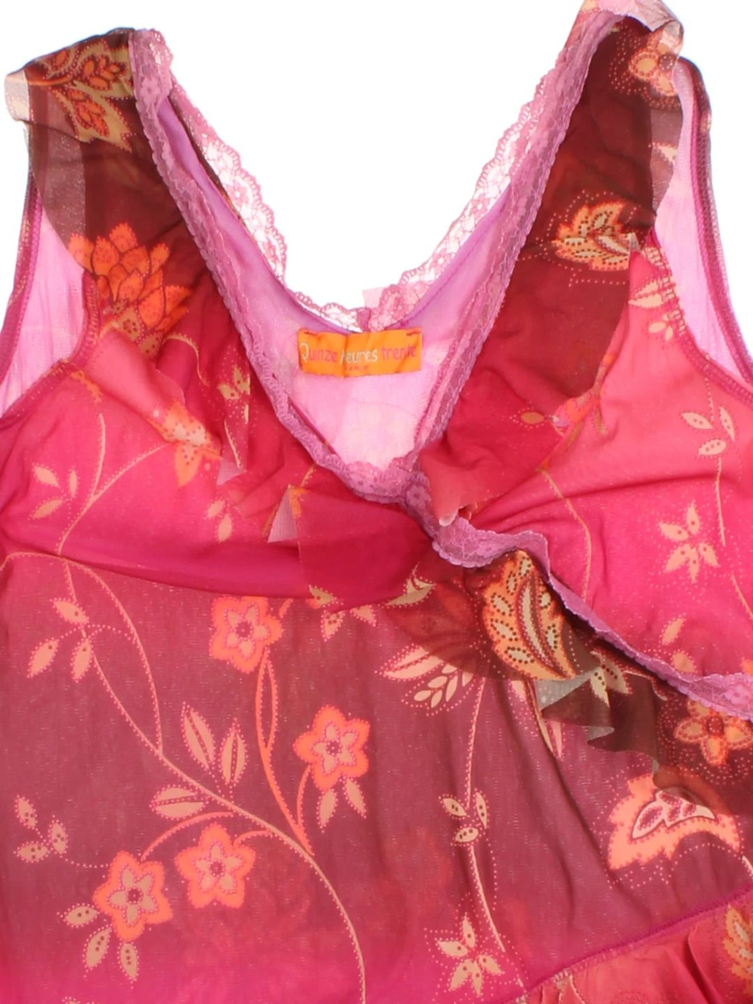 Y2K Floral Ruffle Top (Size L)
