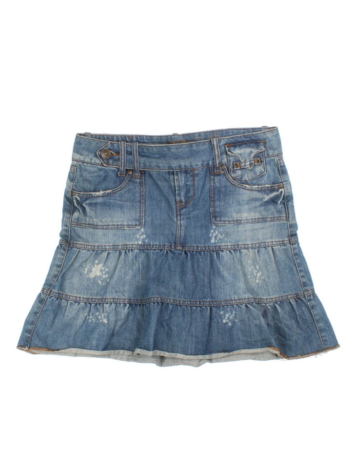 Y2K Layered Hem Mini Skirt (Size L)