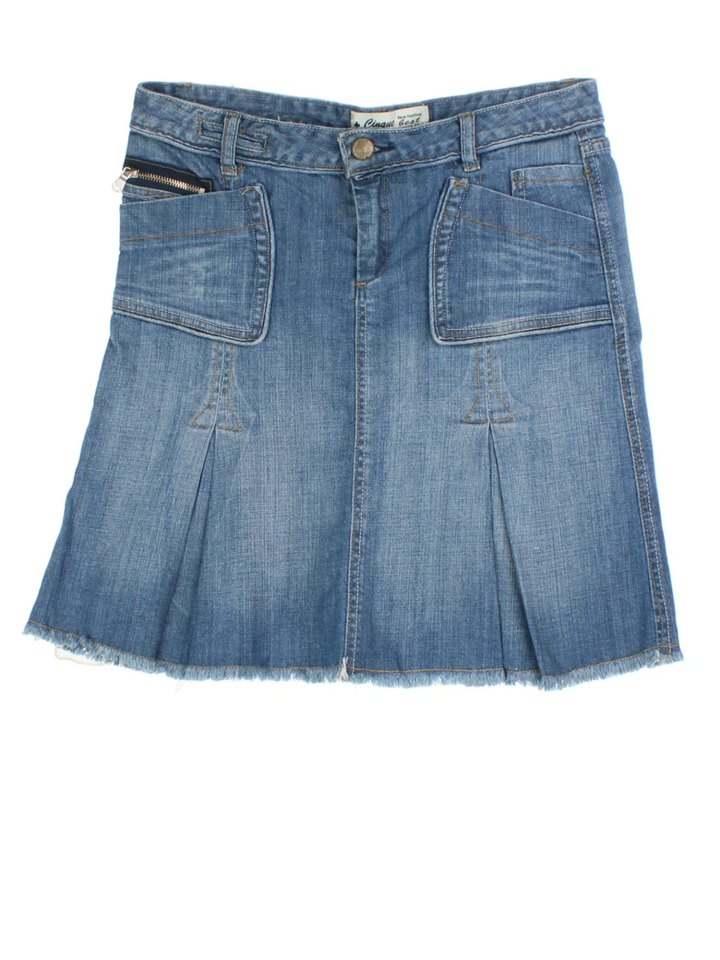 Y2K Pleated Denim Mini Skirt (Size M)
