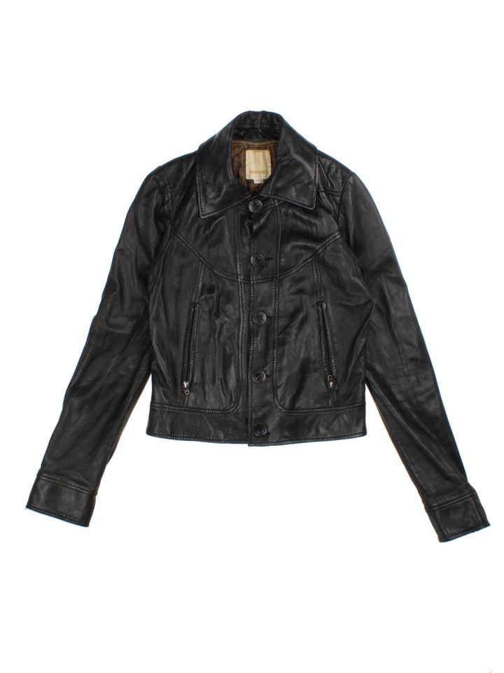 Y2K Diesel Leather Jacket (Size XXS)