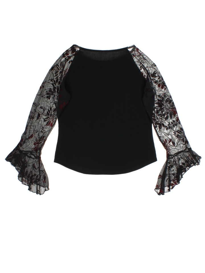 Y2K Lace Sleeve Top (Size XS)