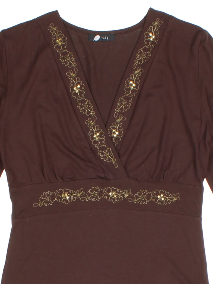 Y2K Embroidered Top (Size S)