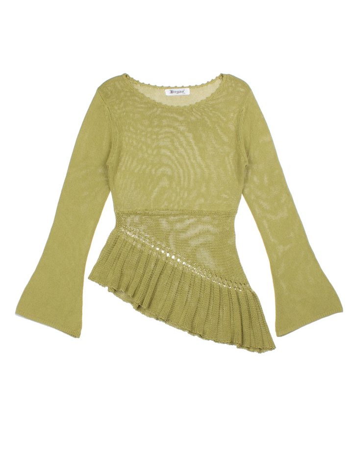 Y2K Asymmetrical Frill Hem Jumper (Size L)