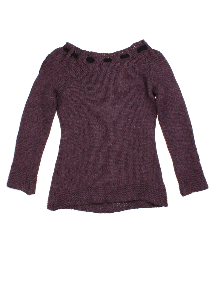 Y2K Knit Tie Neck Jumper (Size L)