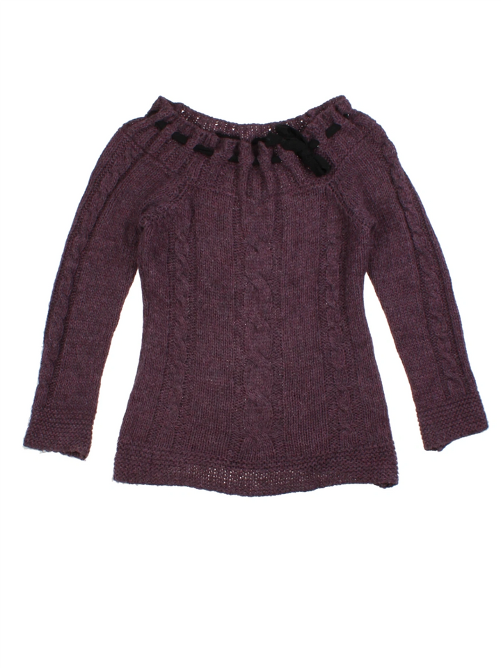 Y2K Knit Tie Neck Jumper (Size L)