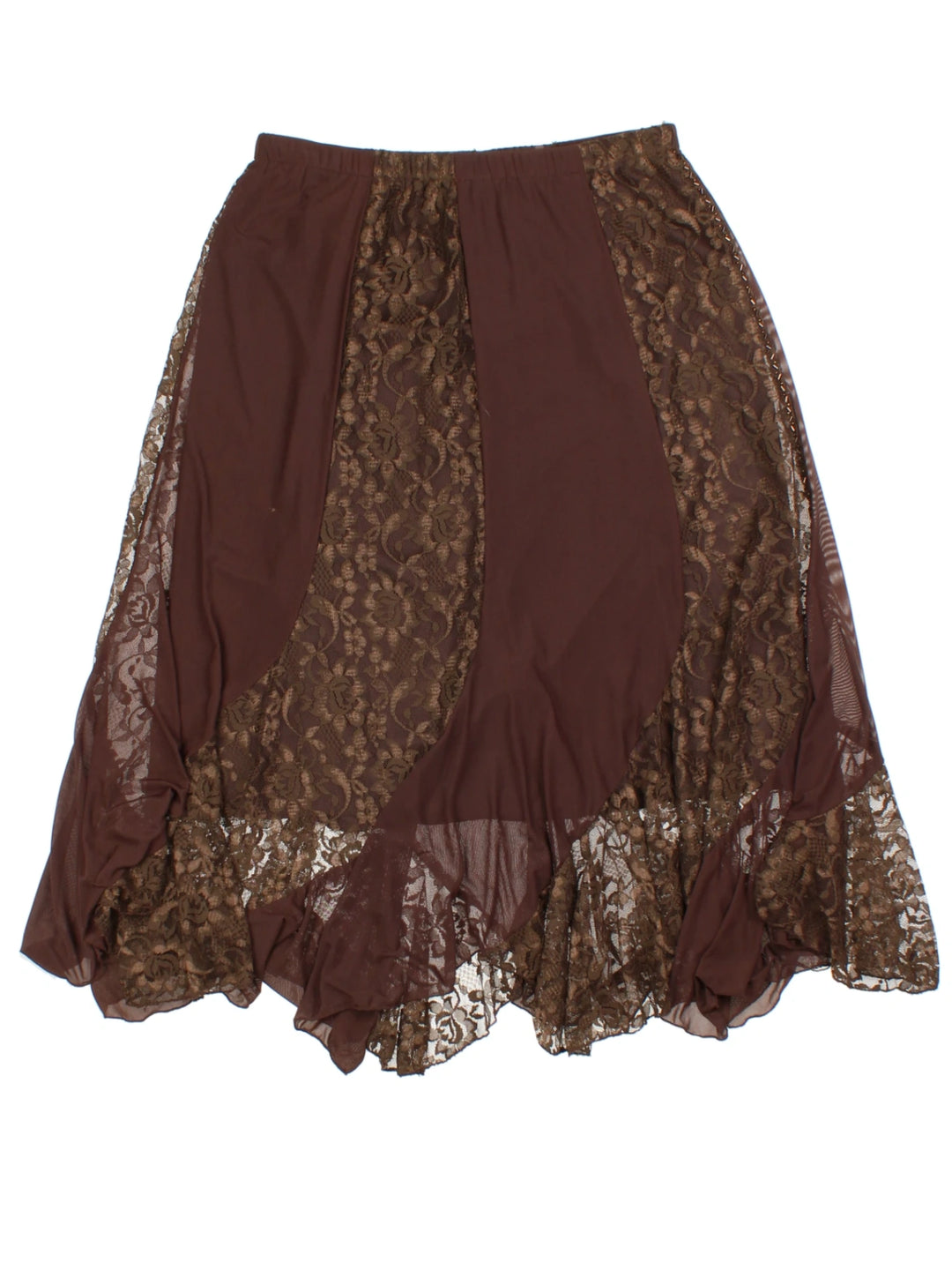 Y2K Lace Panel Midi Skirt (Size M)