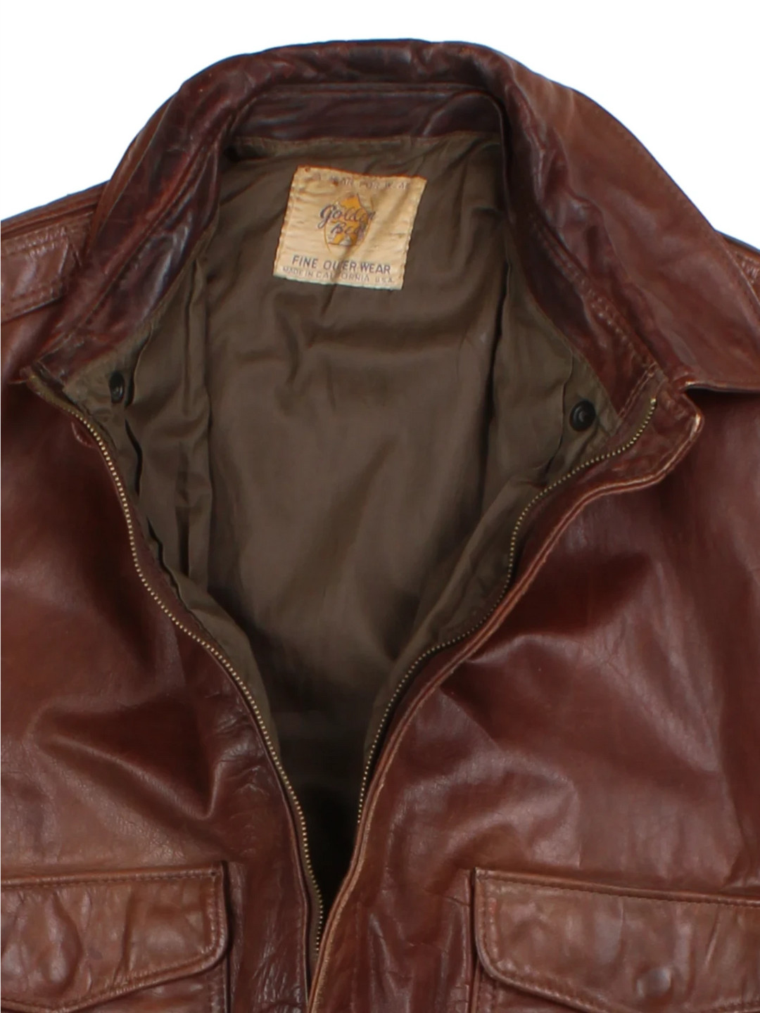 Vintage Leather Bomber Jacket (Size M)