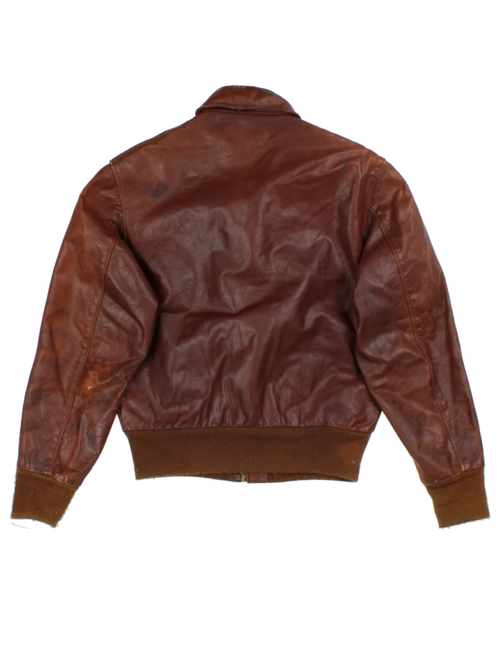 Vintage Leather Bomber Jacket (Size M)