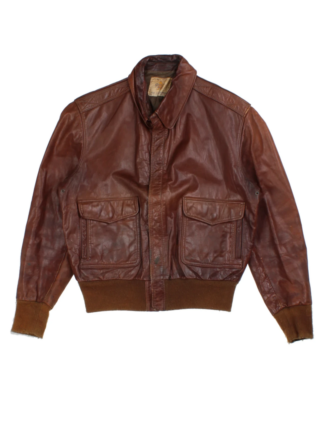 Vintage Leather Bomber Jacket (Size M)