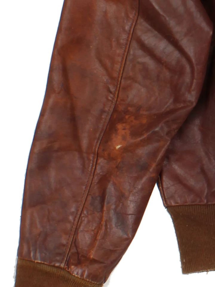 Vintage Leather Bomber Jacket (Size M)