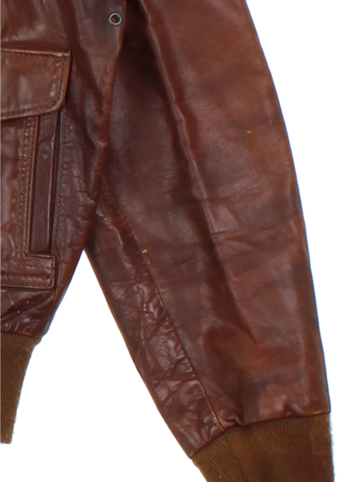 Vintage Leather Bomber Jacket (Size M)