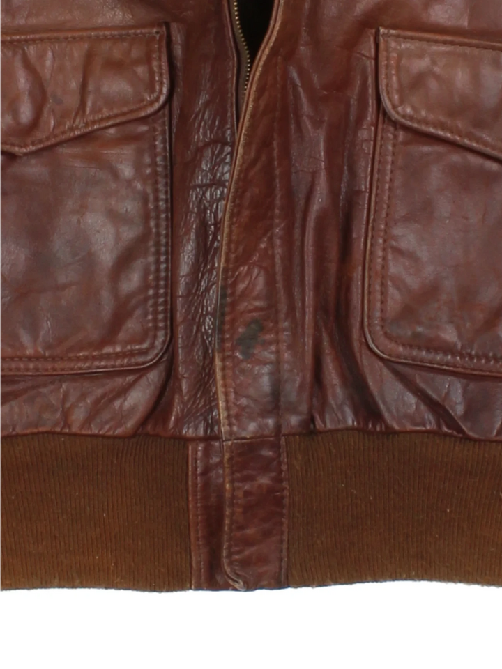 Vintage Leather Bomber Jacket (Size M)