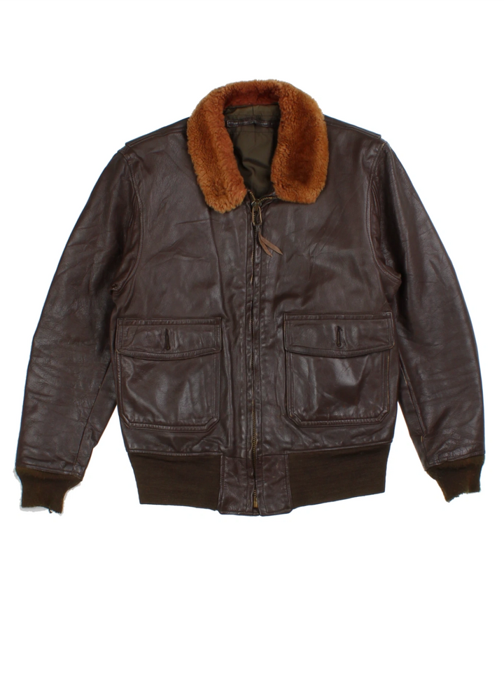 Vintage Leather Flight Jacket (Size S)