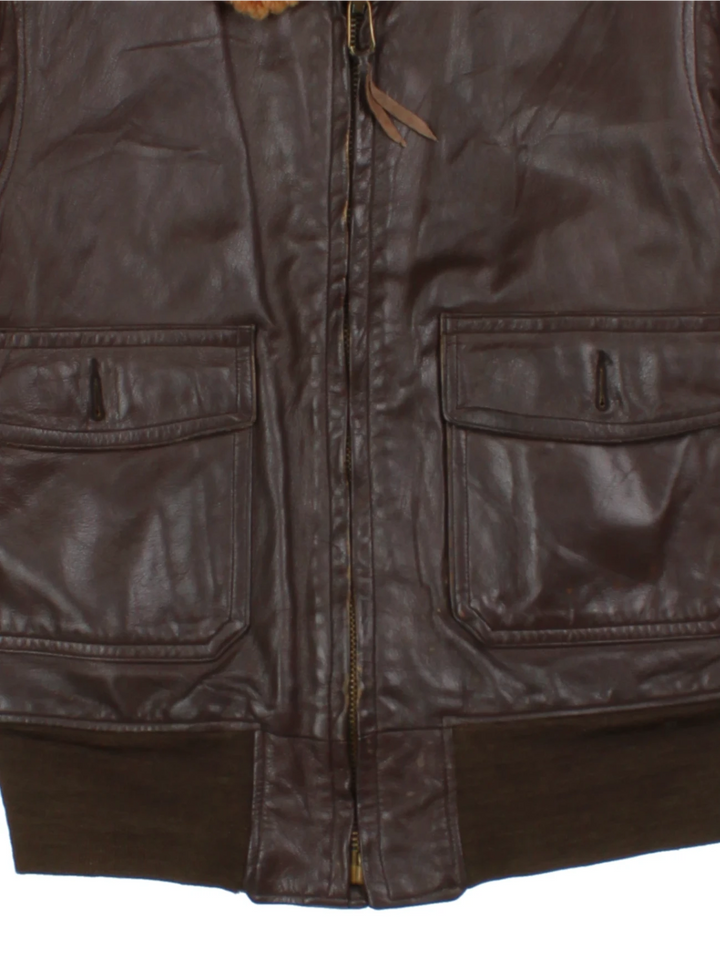 Vintage Leather Flight Jacket (Size S)