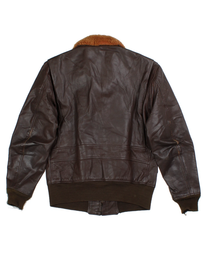 Vintage Leather Flight Jacket (Size S)