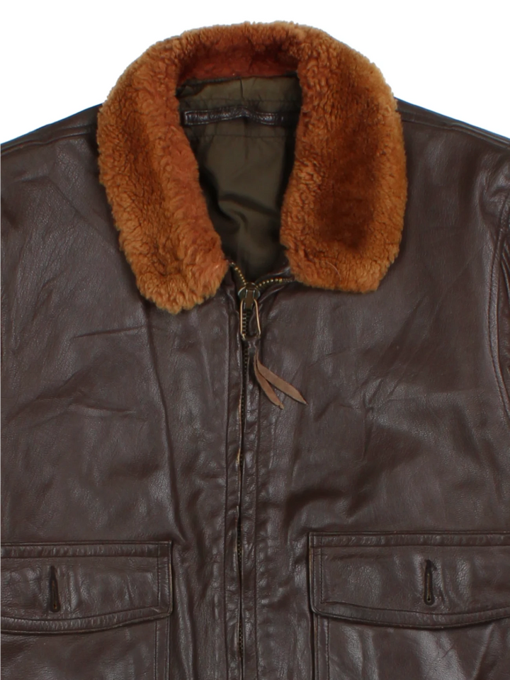 Vintage Leather Flight Jacket (Size S)