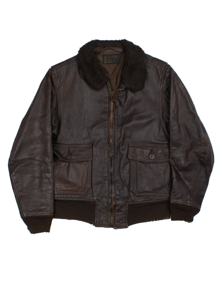 Vintage Leather Flight Jacket (Size S)