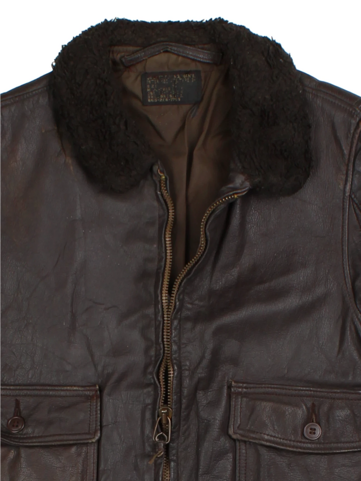 Vintage Leather Flight Jacket (Size S)