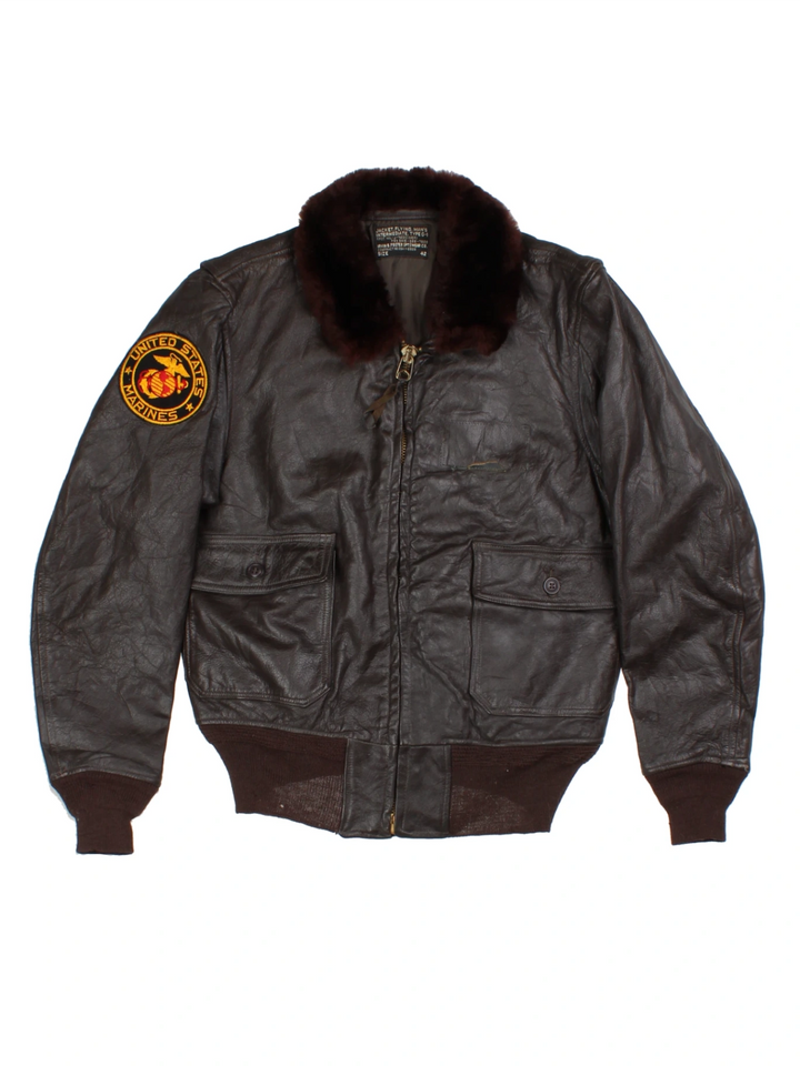 Vintage Leather Flight Jacket (Size M)