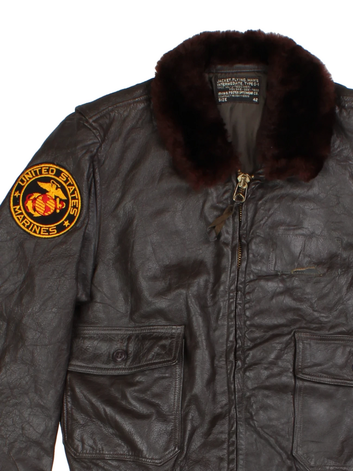 Vintage Leather Flight Jacket (Size M)