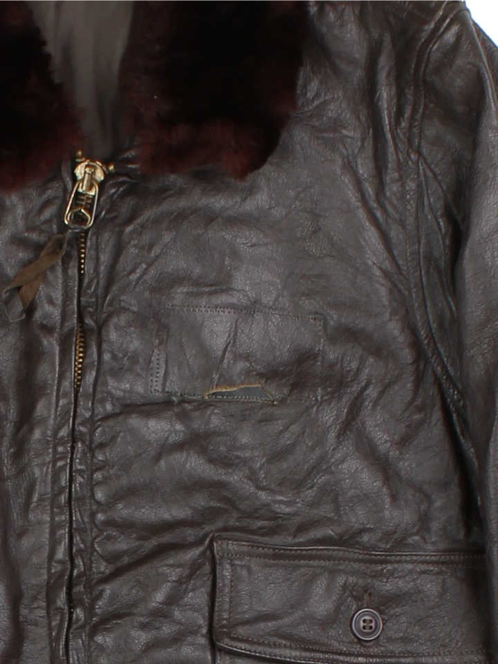 Vintage Leather Flight Jacket (Size M)