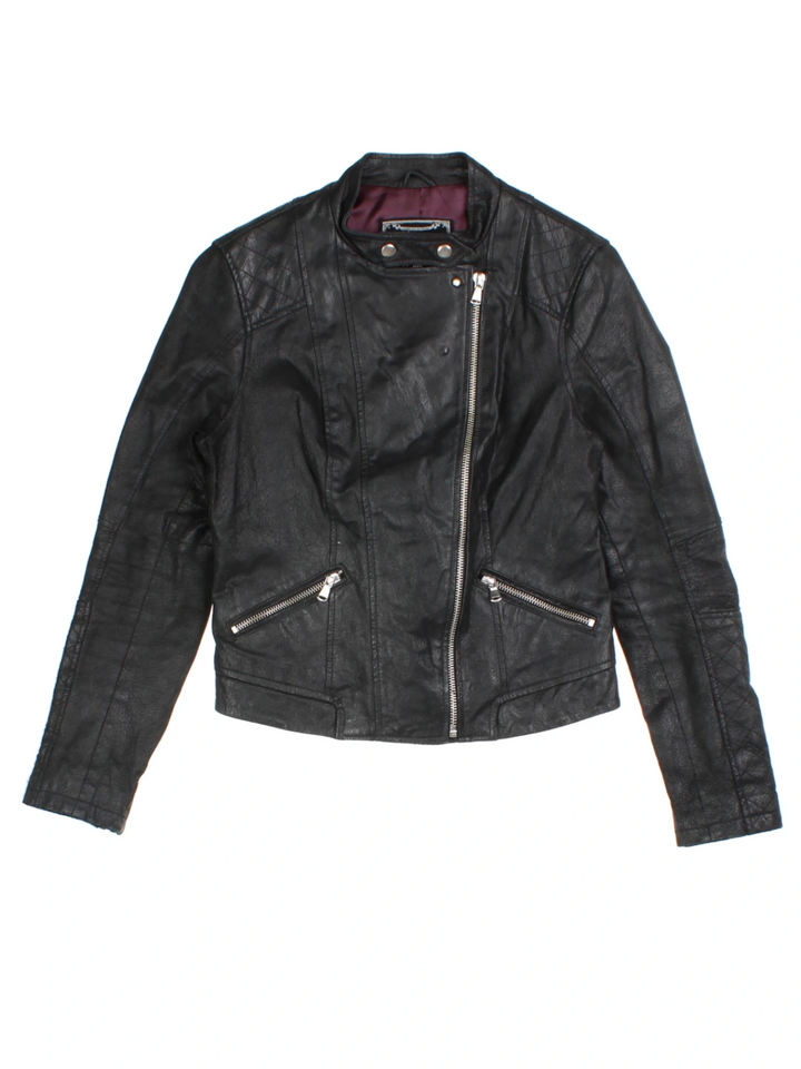 Y2K New Look Leather Biker Jacket (Size S)