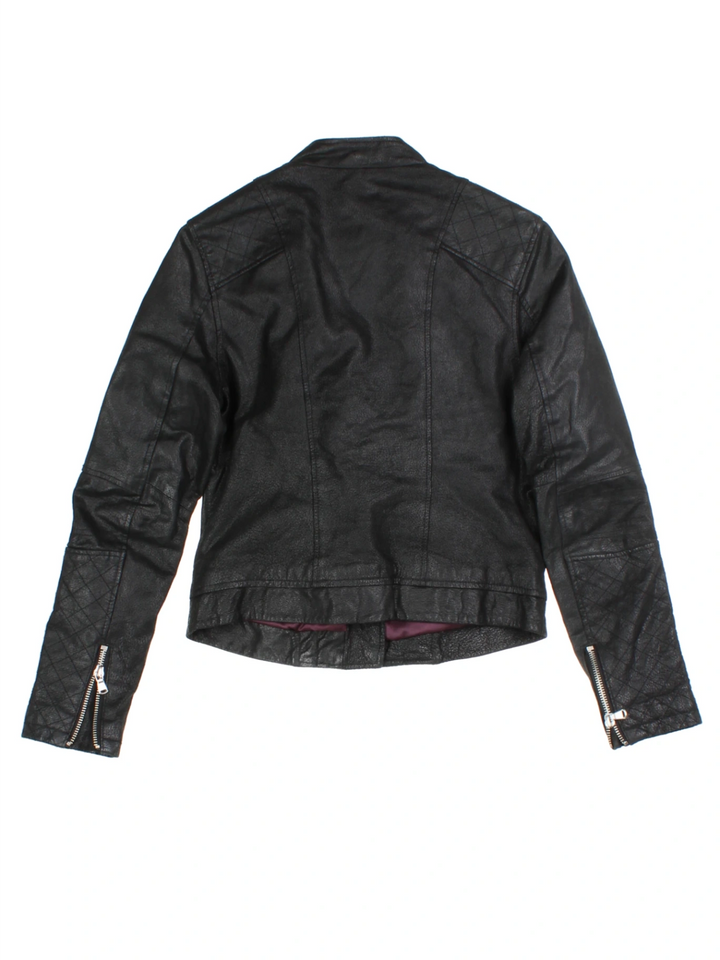 Y2K New Look Leather Biker Jacket (Size S)