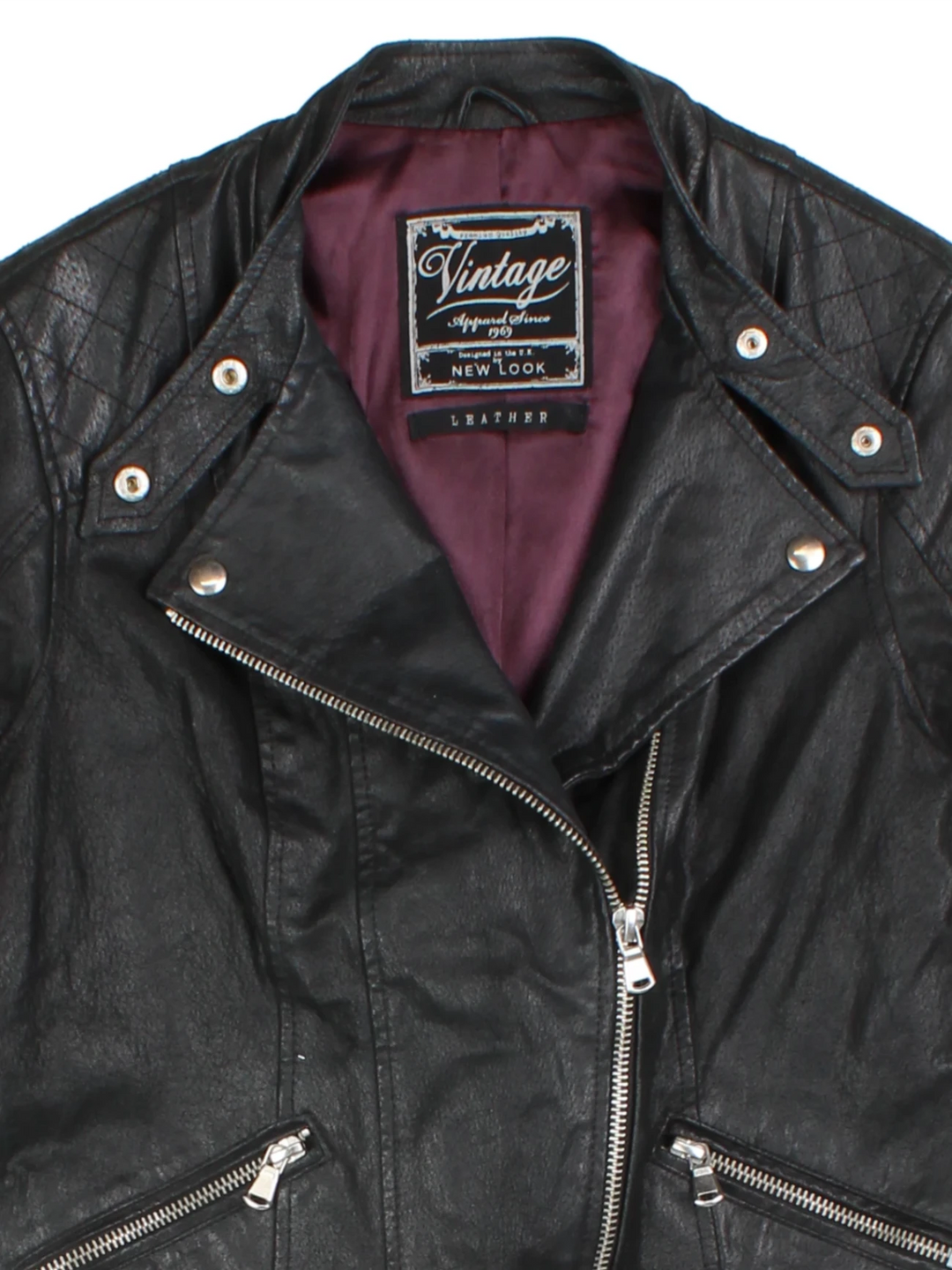 Y2K New Look Leather Biker Jacket (Size S)