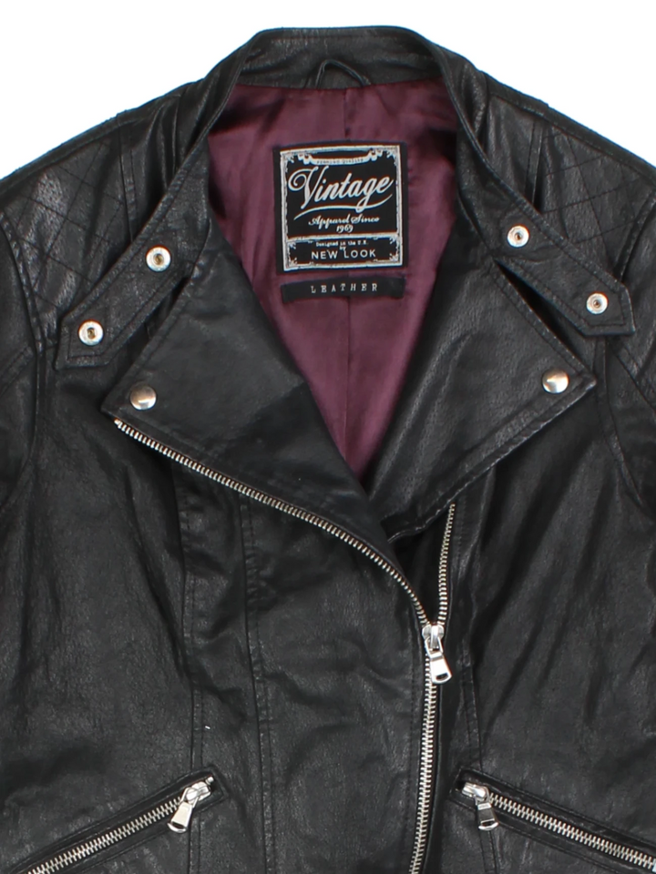 Y2K New Look Leather Biker Jacket (Size S)