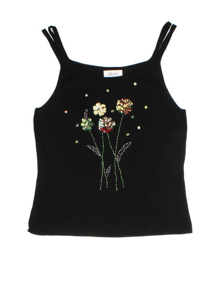 Y2K Floral Beaded Vest Top (Size L)