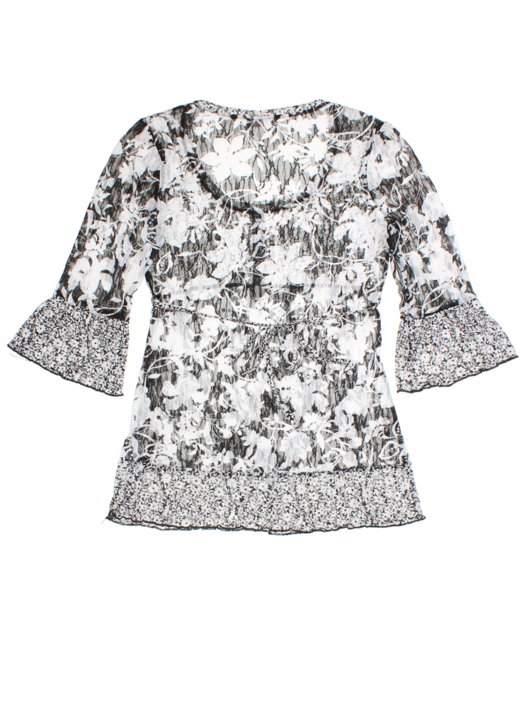 Y2K Sheer Floral Top (Size L)