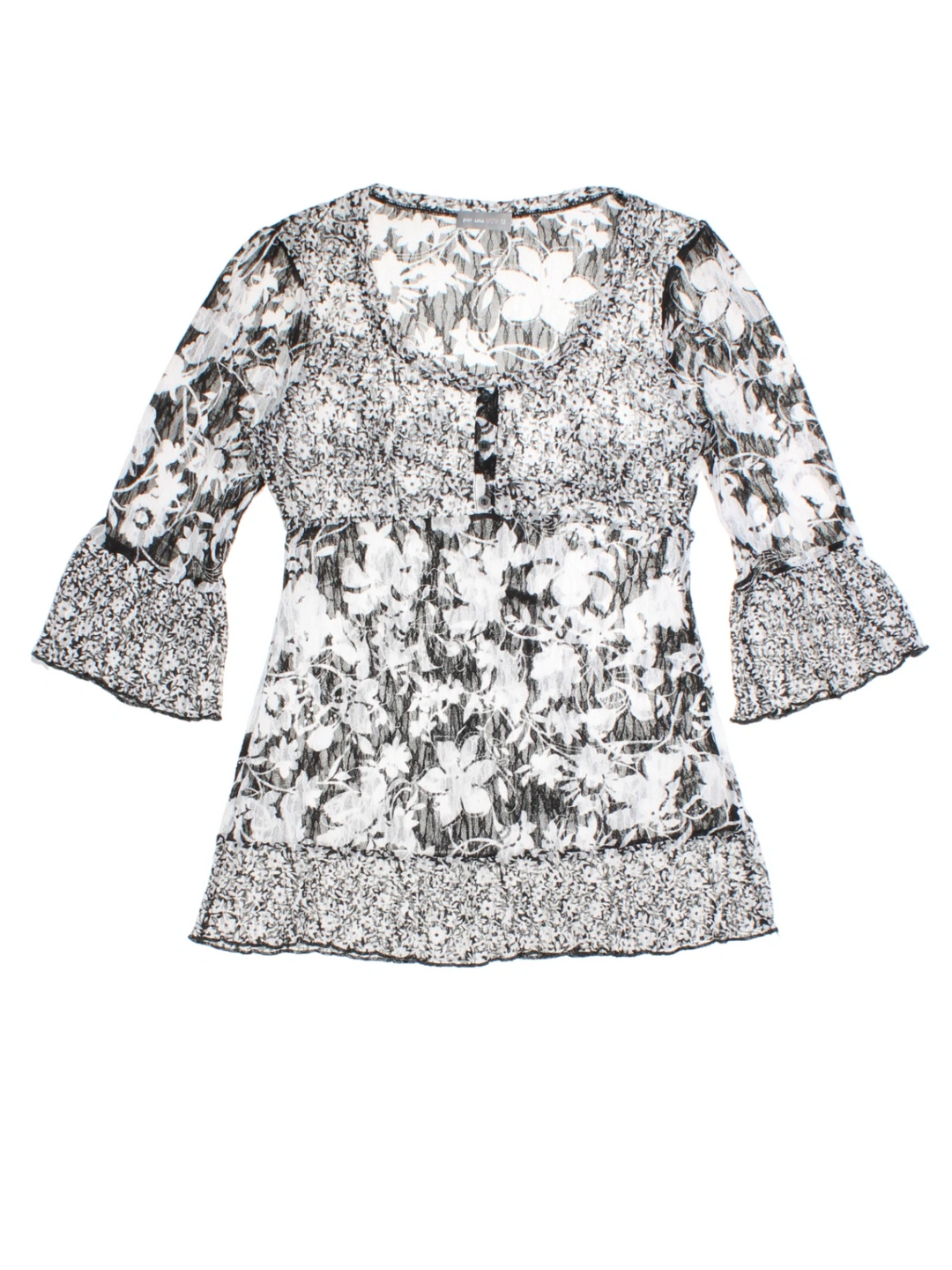 Y2K Sheer Floral Top (Size L)