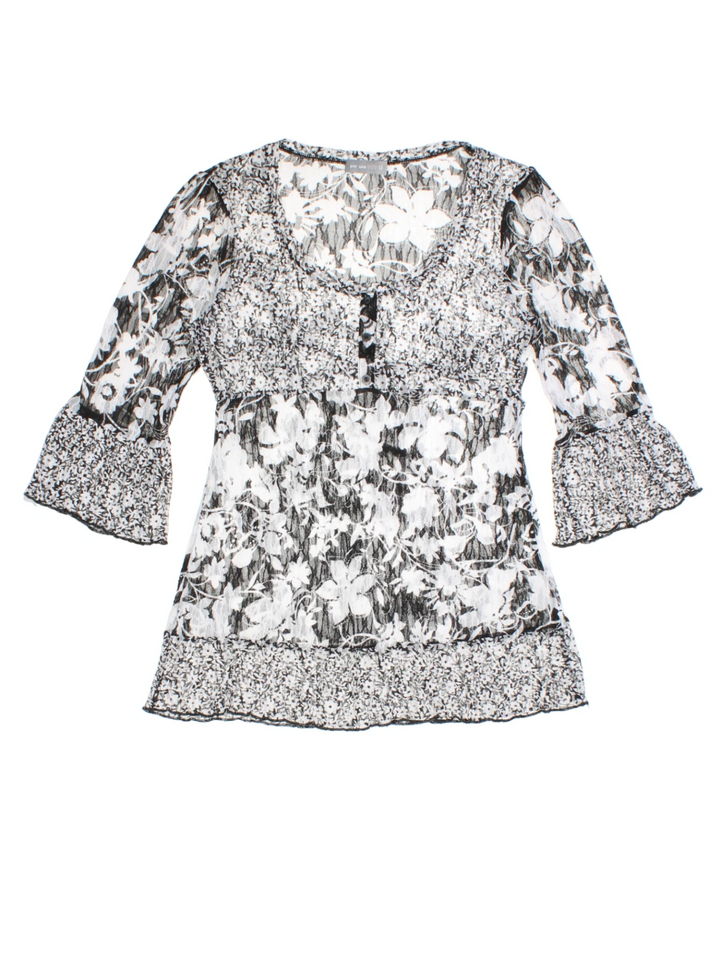 Y2K Sheer Floral Top (Size L)