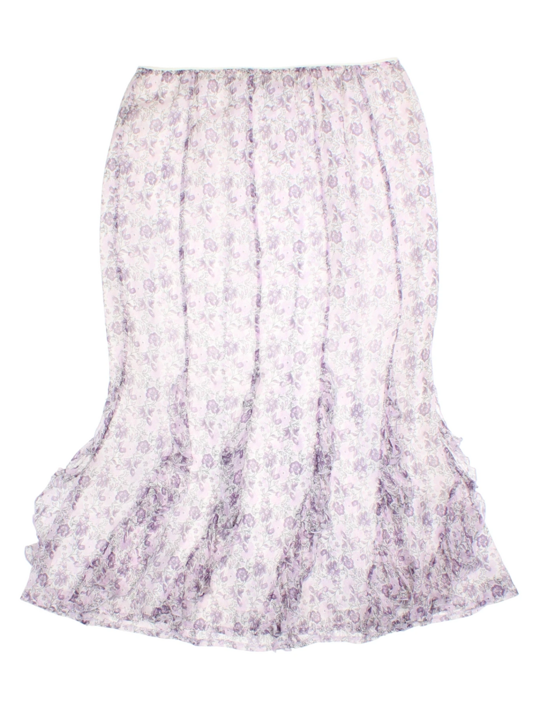Y2K Floral Sheer Midi Skirt (Size L)